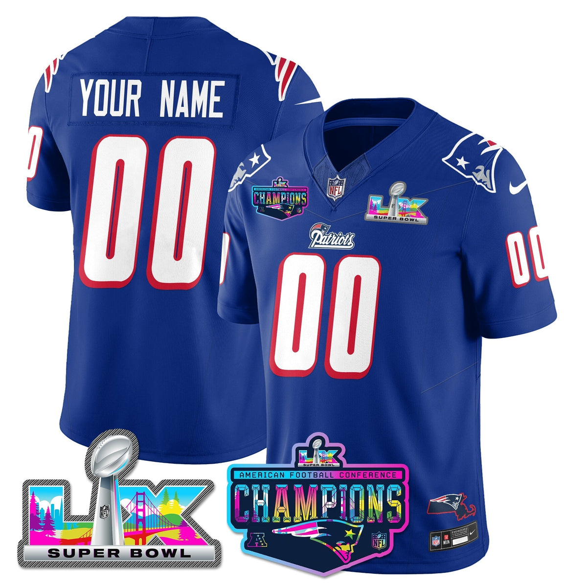 NE 1996 Throwback Limited Vapor Jersey - 2025 AFC Champions Limited Patch