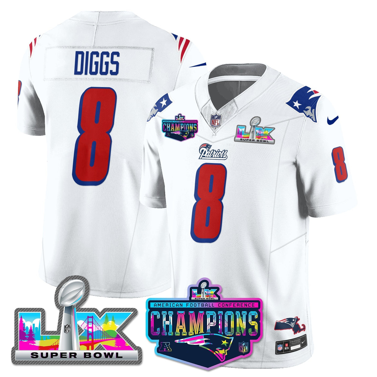 NE 1996 Throwback Limited Vapor Jersey - 2025 AFC Champions Limited Patch