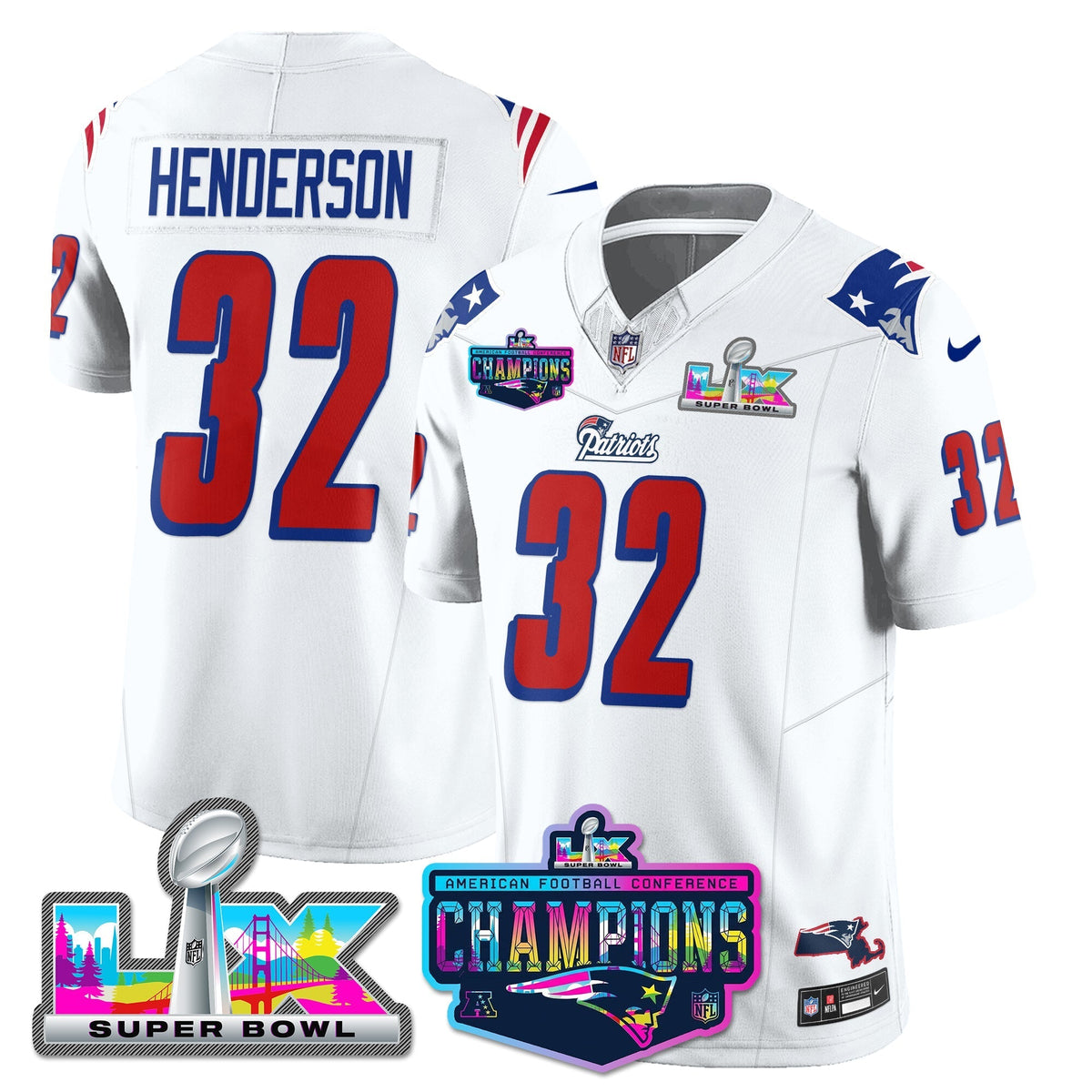 NE 1996 Throwback Limited Vapor Jersey - 2025 AFC Champions Limited Patch
