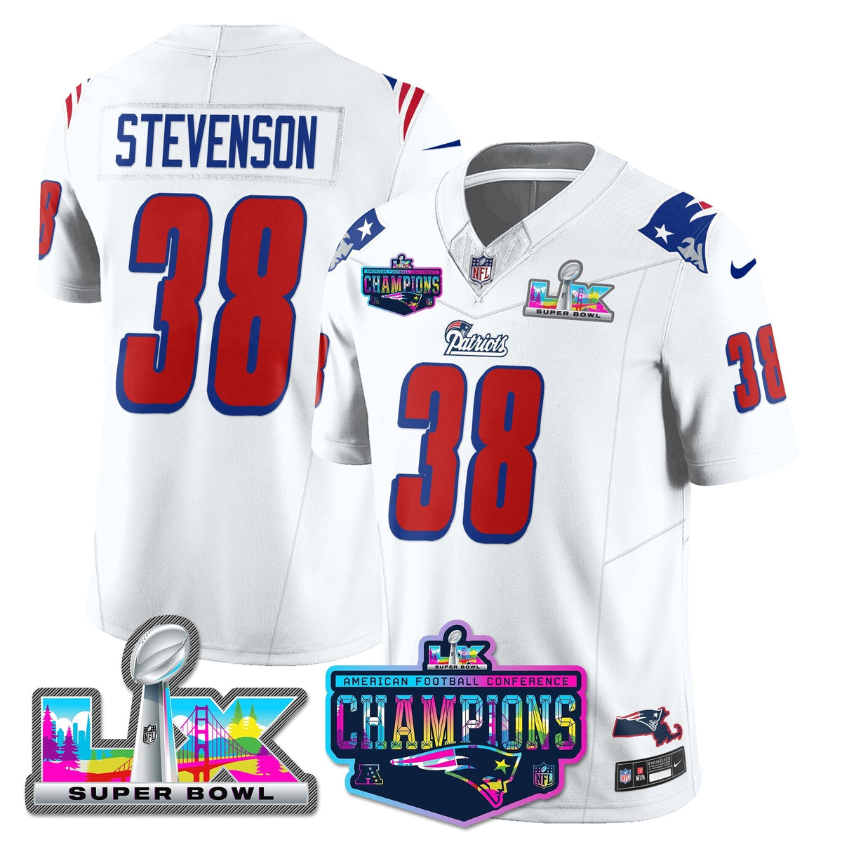 NE 1996 Throwback Limited Vapor Jersey - 2025 AFC Champions Limited Patch