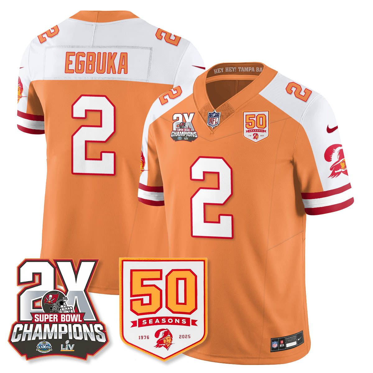 TB 2-Time Champions Patch Throwback Vapor Limited Jersey