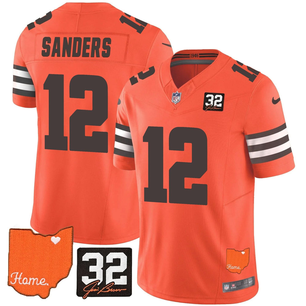 CLE #32 Jim Brown Memorial & Home Patch Vapor Limited Jersey