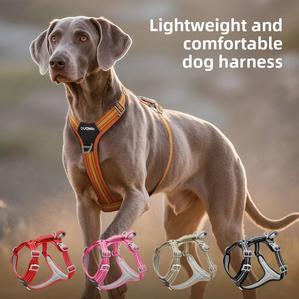 Easy On/Off No-Pull Dog Harness, Quick Release Buckle & Dual Handle, Reflective Adjustable Vest for Walking and Car Safety