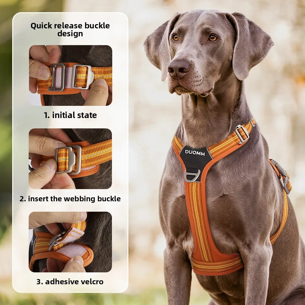 Easy On/Off No-Pull Dog Harness, Quick Release Buckle & Dual Handle, Reflective Adjustable Vest for Walking and Car Safety