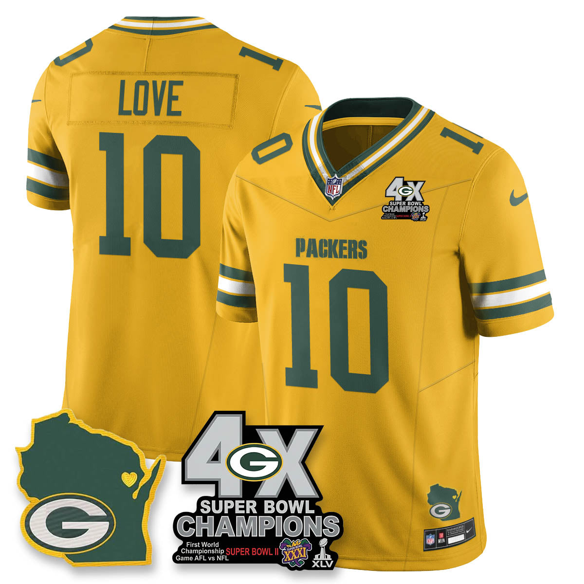 GB 4-Time Champions Patch Vapor Limited Jersey