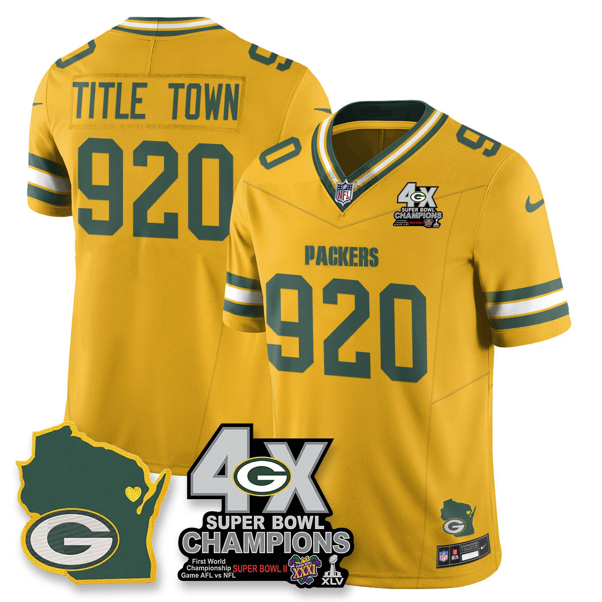 GB 4-Time Champions Patch Vapor Limited Jersey