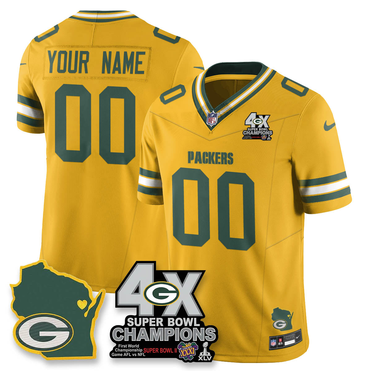 GB 4-Time Champions Patch Vapor Limited Jersey