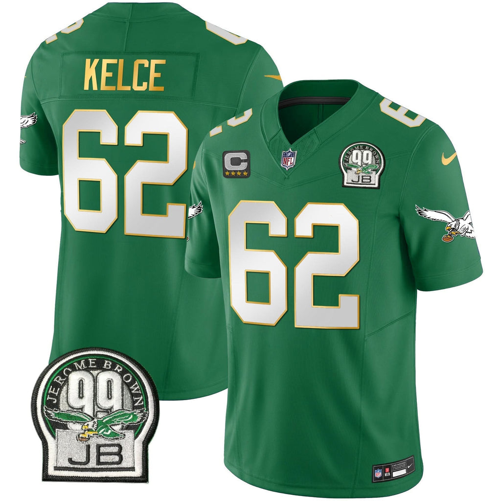 PHI Jerome Brown Patch Kelly Green Gold Trim Jersey