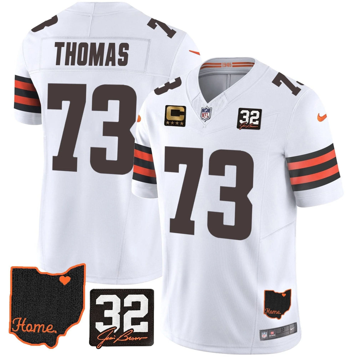 CLE #32 Jim Brown Memorial & Home Patch Jersey V3