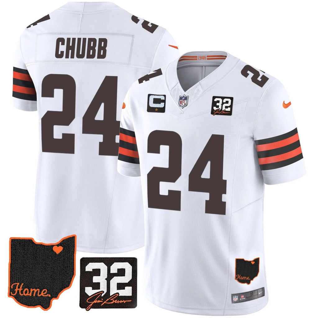 CLE #32 Jim Brown Memorial & Home Patch Jersey V3