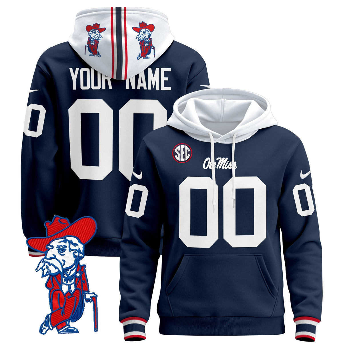Ole Miss Rebels 2024 Custom Pullover Hoodie