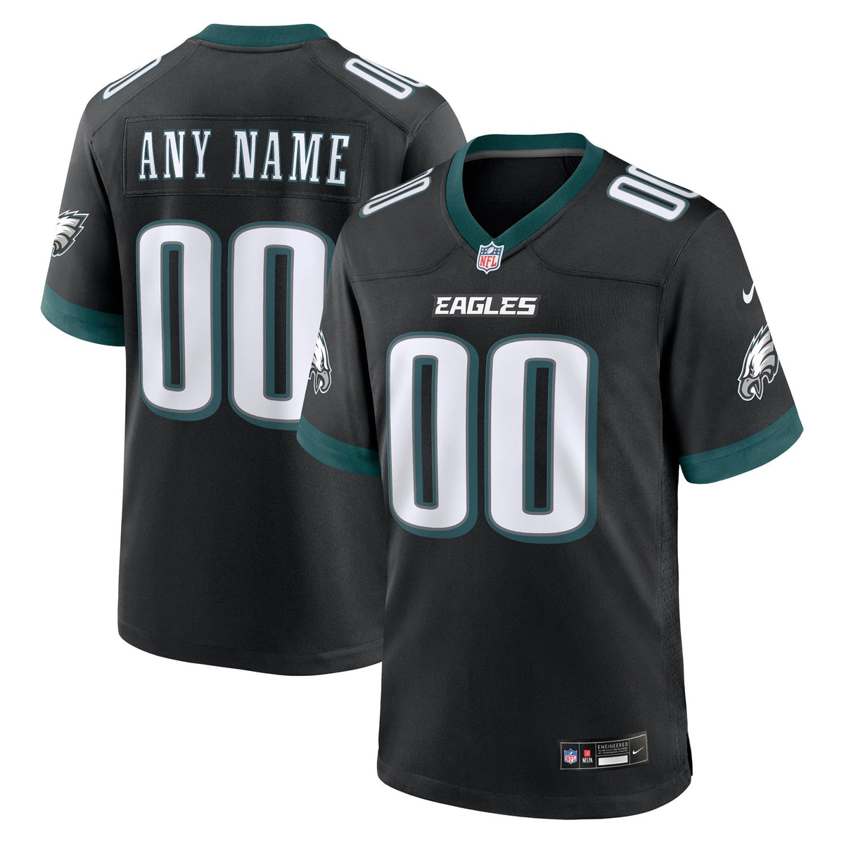 Men's Philadelphia Eagles Nike Black Alternate Custom Game Jersey
