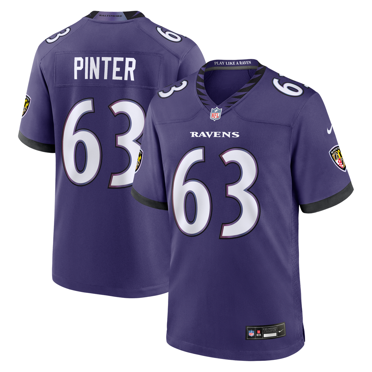 Men's Baltimore Ravens Danny Pinter Nike Purple Team Game Jersey